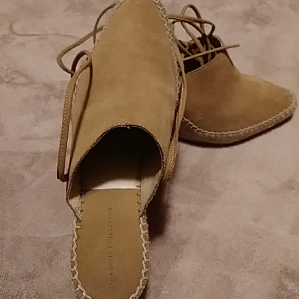 Zara.basic collection tie up wedge shoe
